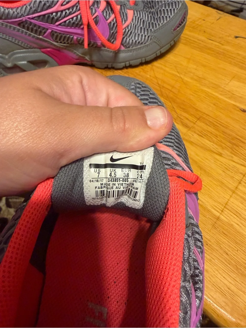 Nike Women's Gray and Coral Athletic Running Shoes